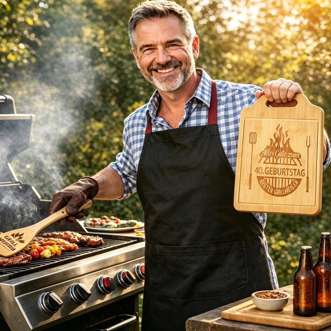 Geschenk 40. Geburtstag Männer - Geschenke zum 40 Geburtstag Mann, Graviertes Bambus Schneidebrett S