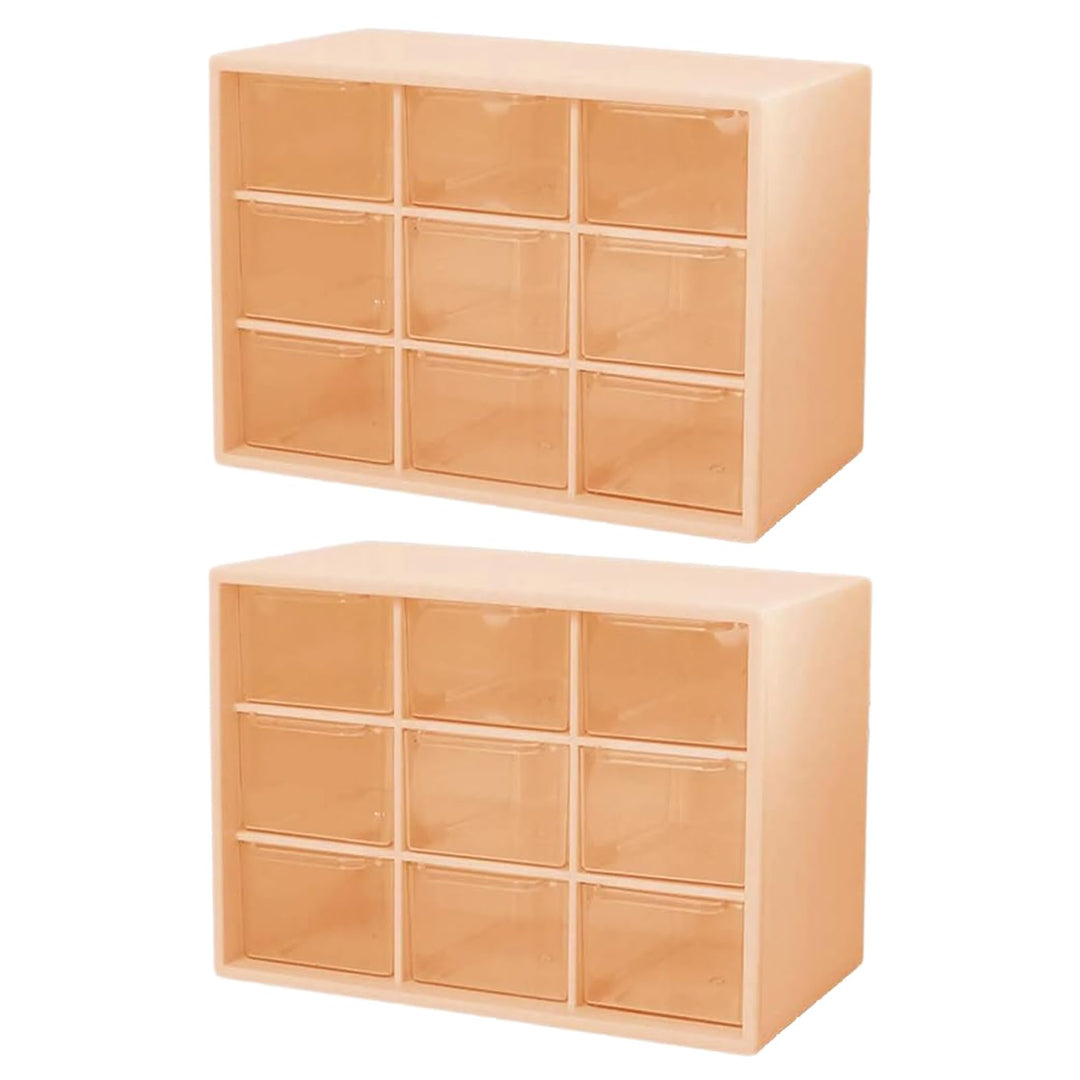2 Stück Bastelbox Aufbewahrung mit 9 Schubladen, Mini Desktop Schublade Organizer, Durchsichtige Sch