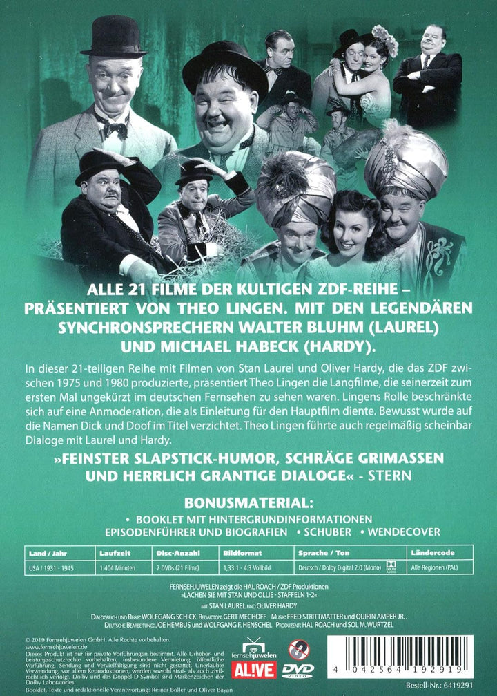 Lachen Sie mit Stan &amp; Ollie (7 DVDs) - Die ZDF-Gesamtedition (Alle 21 Filme) (Fernsehjuwelen), DVD