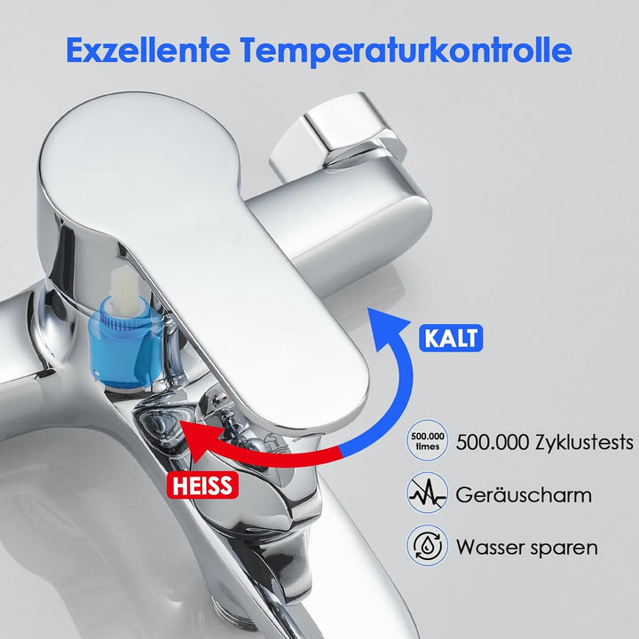 ROVOGO Badewannenarmatur, Aufgerüstet Messing Drehbare Umsteller, Einhebel Wannenarmatur für Wandmon