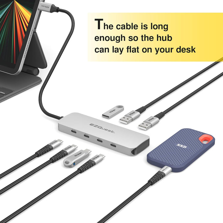 EZQuest USB-C Gen 2 Hub Adapter 7-Anschlüsse – 3X USB-C 10Gbs Gen 2, 3X USB 3.0 5Gbs Ports und 1x US