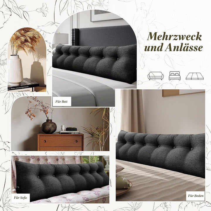 Kopfteil Bett Rückenkissen – Grosses Lesekissen für Bett &amp; Sofa, Bequemes Rückenstützkissen fürs Les