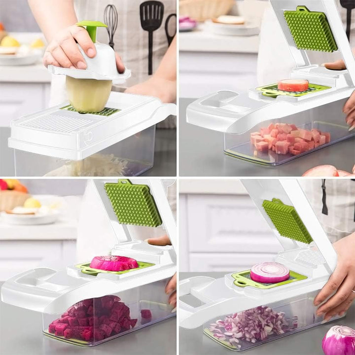ADOV Gemüseschneider, Mandoline mit 7 Edelstahlklingen und Auffangbehälter Limette, Limette