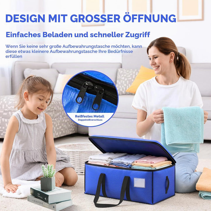 4pcs Grosse Aufbewahrungstasche 72L-95L Heavy-Duty Umzugstaschen Faltbare Umzugskartons mit Reissver