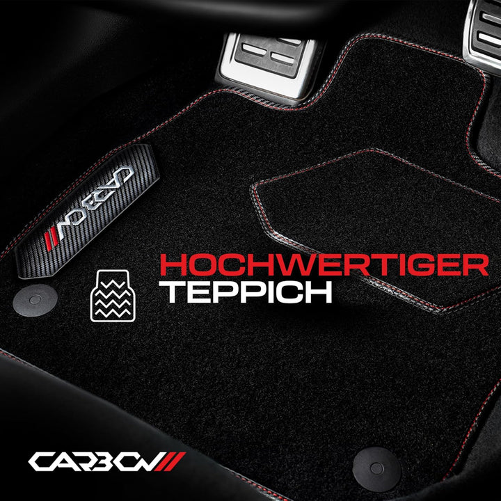 MOTOS Personalisierte Velours-Fussmatten Carbon Series passend für BMW 3er E30 1982-1994 Limousine,
