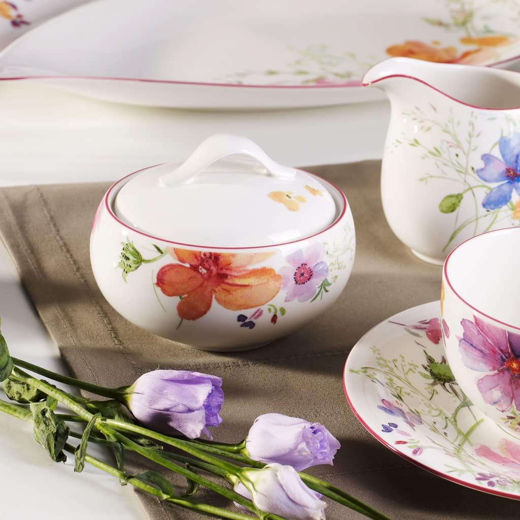 Villeroy und Boch Mariefleur Basic Zuckerdose, Premium Porzellan Zuckerdose Basic, Zuckerdose Basic