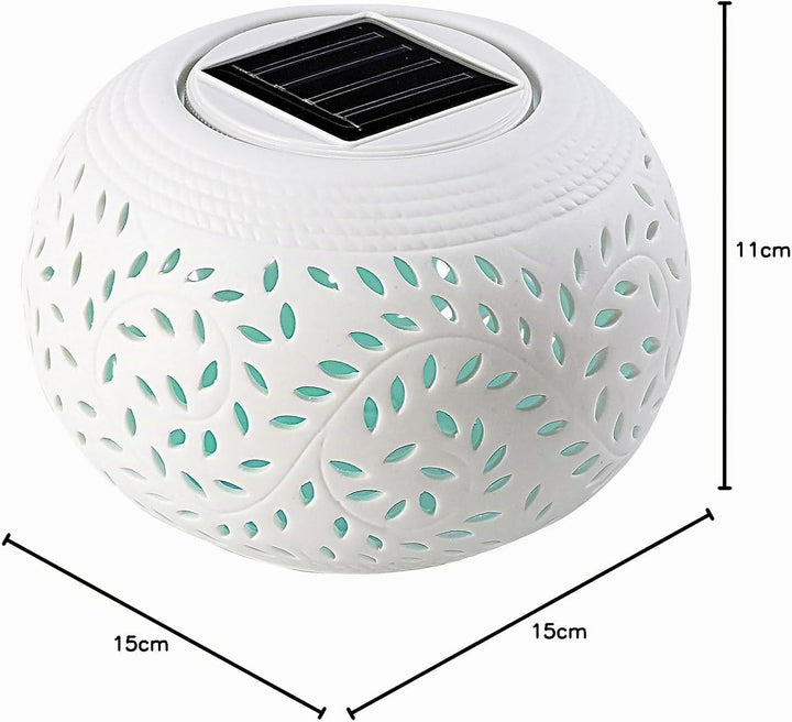 Lunartec Solartischleuchte: Solar-Dekoleuchte aus Porzellan mit Farbwechsler + weisser LED (Solar La