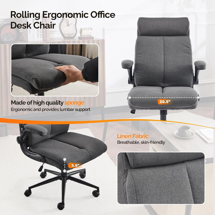Bonnlo Ergonomischer Bürostuhl, Schreibtischstuhl mit hochklappbarer Armlehne, Computerstuhl, Drehst