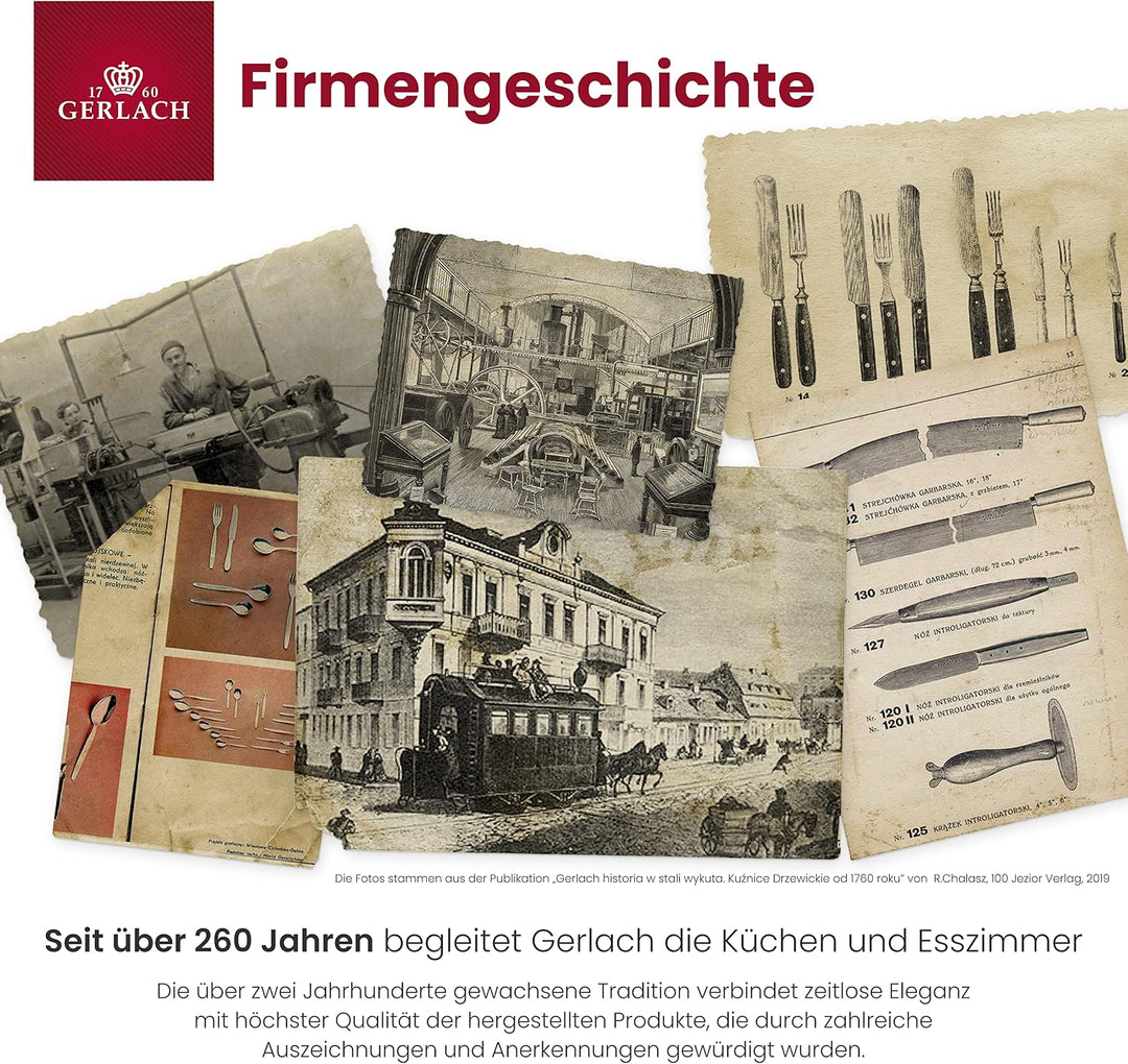 Gerlach 1760 Besteck Set für 6 Personen 30er Set Aus Edelstahl Tafelbesteck Rostfrei Hochglanzpolier