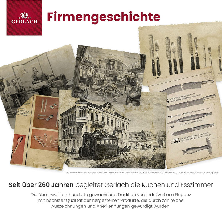 Gerlach 1760 Besteck Set für 6 Personen 30er Set Aus Edelstahl Tafelbesteck Rostfrei Hochglanzpolier