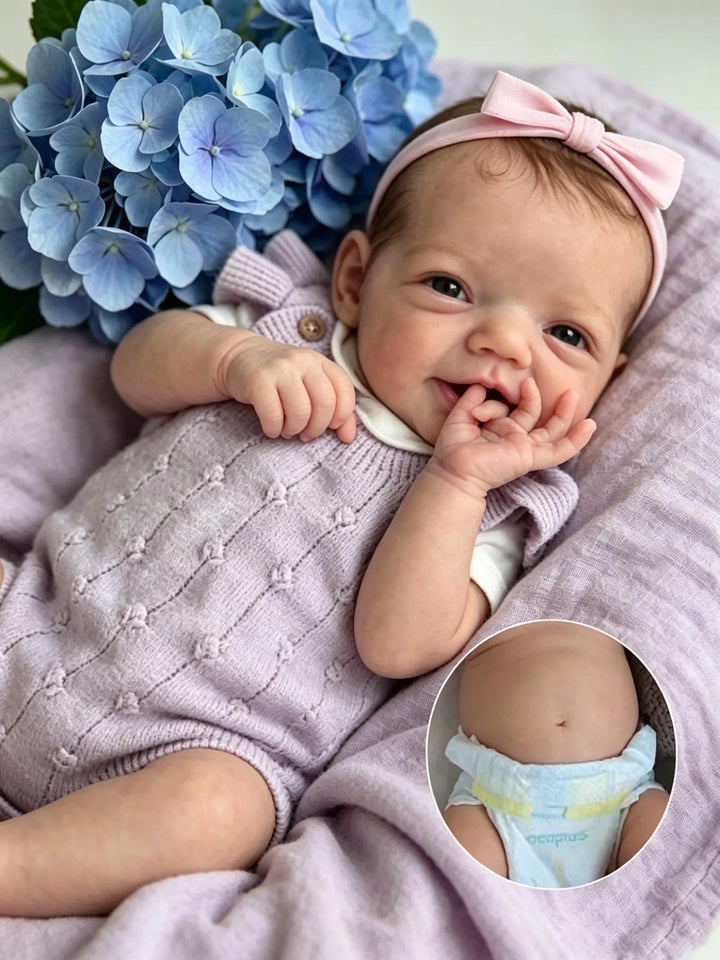 Zero pam Reborn Baby Puppe Augen Offen, 50 cm Reborn Puppen Vollvinyl Lebensechte Echte Baby Puppe M