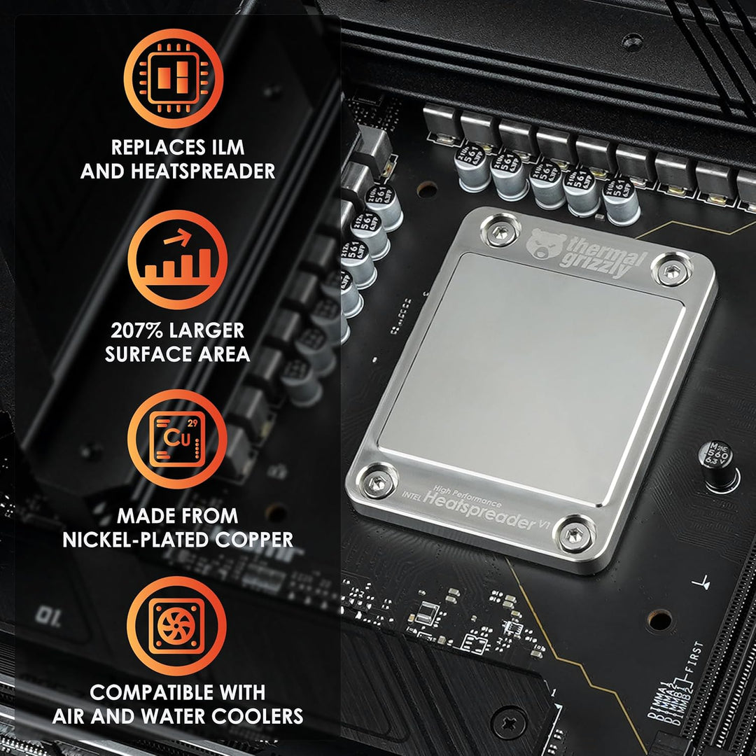 Thermal Grizzly Intel Heatspreader V1 - Hochleistungs-Heatspreader für Intel CPUs - Diamantgefräste