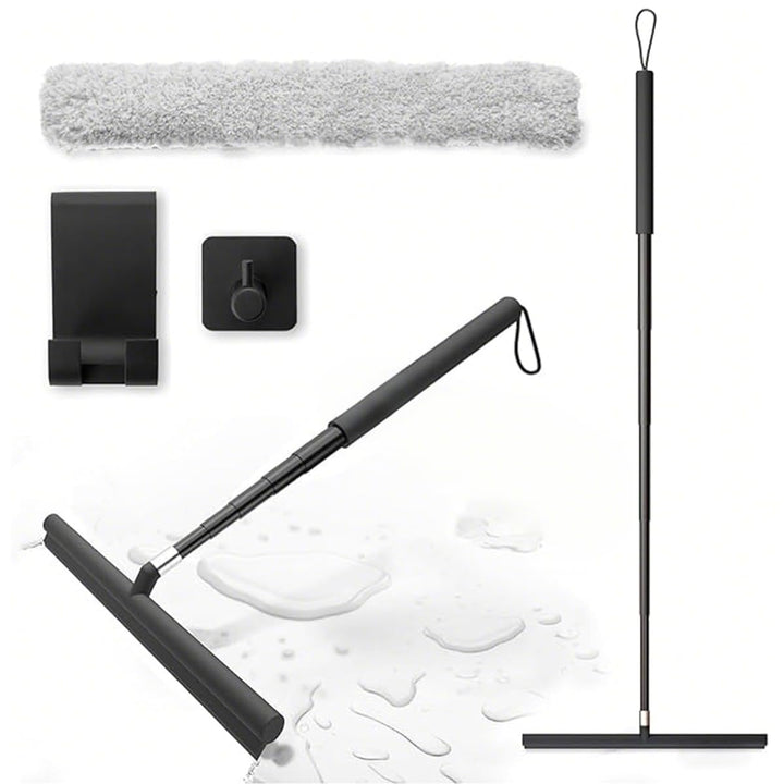 Duschabzieher Langer Stiel, 20-120cm Duschabzieher Schwarz, Fensterwischer mit Teleskopstiel, Glasab