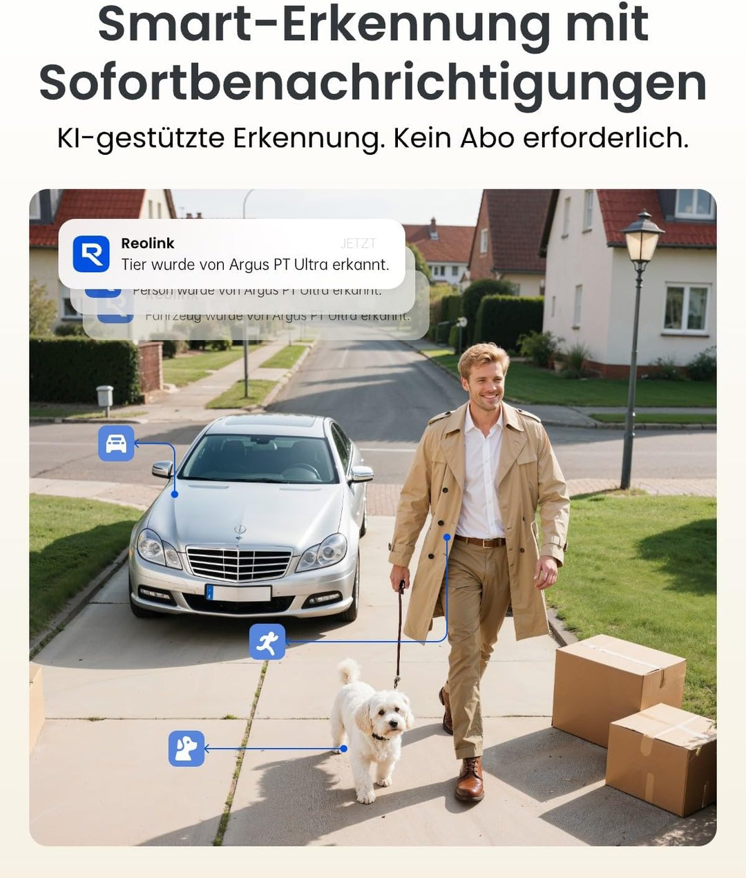 Reolink Erste 4K Solar Überwachungskamera Aussen Akku, Argus PT Ultra + 6W Solarpanel, 2,4&amp;5GHz WiFi