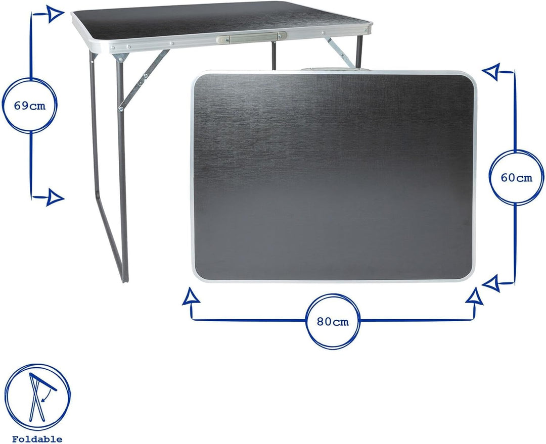 Harbour Housewares 1x Weiss 80cm x 60cm Klappbarer Campingtisch aus Metall - Klein Faltbar Tragbar D
