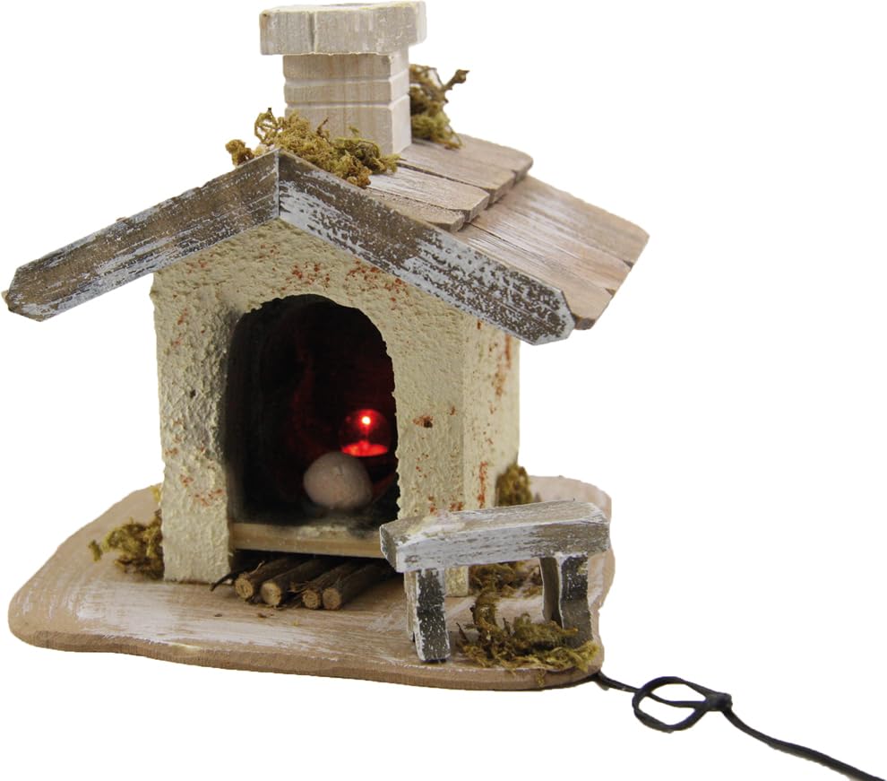 FADEDA Backhaus mit Licht/Höhe:20 cm/handbemalt/detailgetreue Krippen Figuren - Weihnachten Tisch De