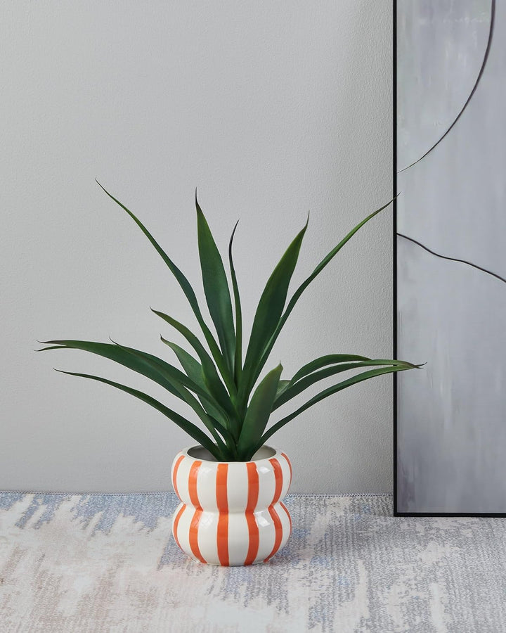EGLO LIVING Blumen Übertopf Jinjiti, Ø 17 cm Blumentopf | aus Keramik mit Streifen, Topf für Kräufer
