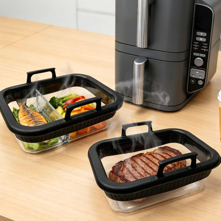 2 Stück Auflaufform Airfryer für Ninja Heissluftfritteuse AF400/AF500/SL400, Borosilikatglas Backfor