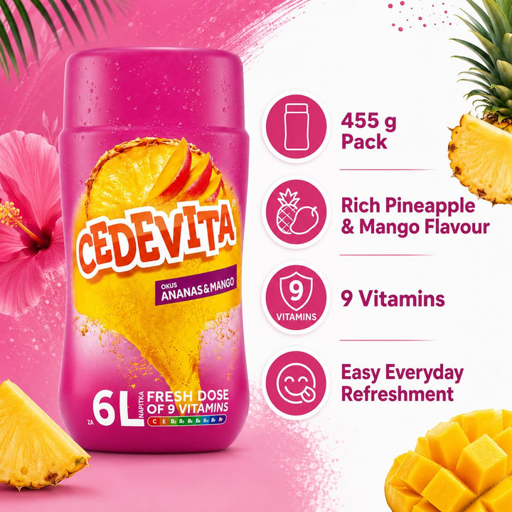 Cedevita Vitamin Drink Pineapple Mango Flavored Powder, 455 g, 1 Stück