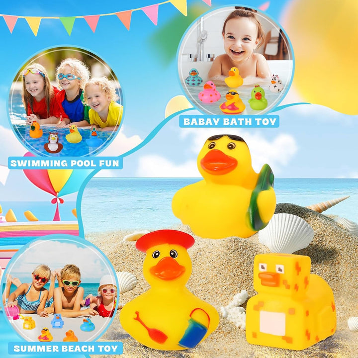 SCIONE 24 Stück Badeenten – Niedliches Gummi-Enten Set für Baby Shower, Geburtstag &amp; Poolparty | Was