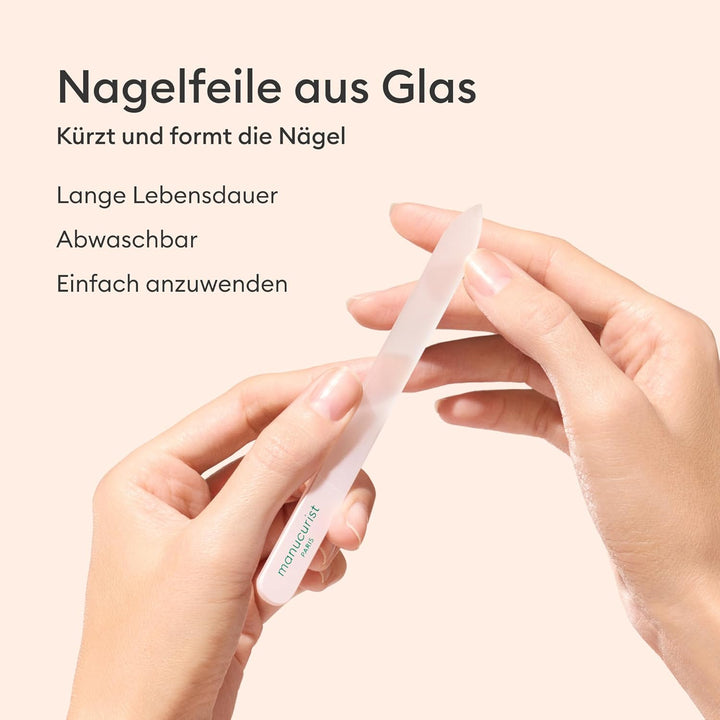 Manucurist Trio Nagelpflege-Set – Exklusive Röhrenbox mit Glasnagelfeile, Polierer und Nagelhautschi