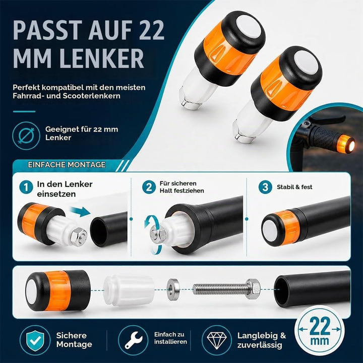 LED Blinker E Scooter Nachrüsten, 1 Paar Wiederaufladbare Fahrrad Blinker