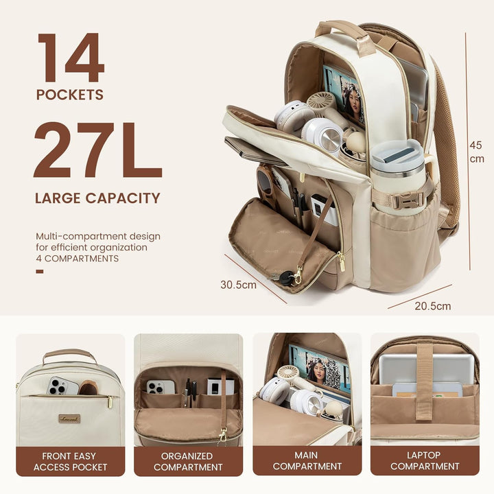 LOVEVOOK Rucksack Damen,15.6 zoll Laptop Schulrucksack Teenager,Travel Backpack Women Elegant für Un
