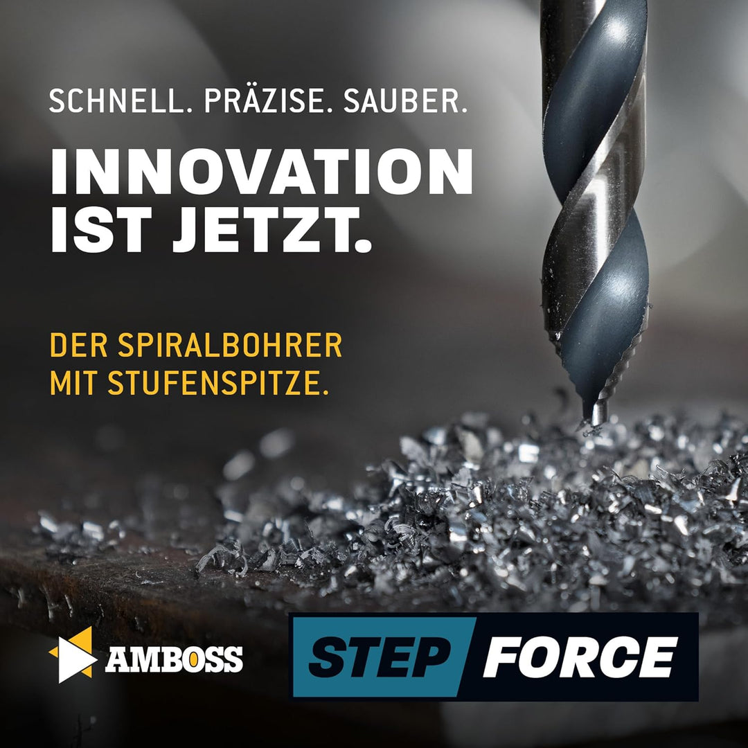 Spiralbohrer Step Force 19tlg. SET Ø1-10 mm - HSS-G DIN 338 für Stahl, Baustahl, Alu, Buntmetalle AM