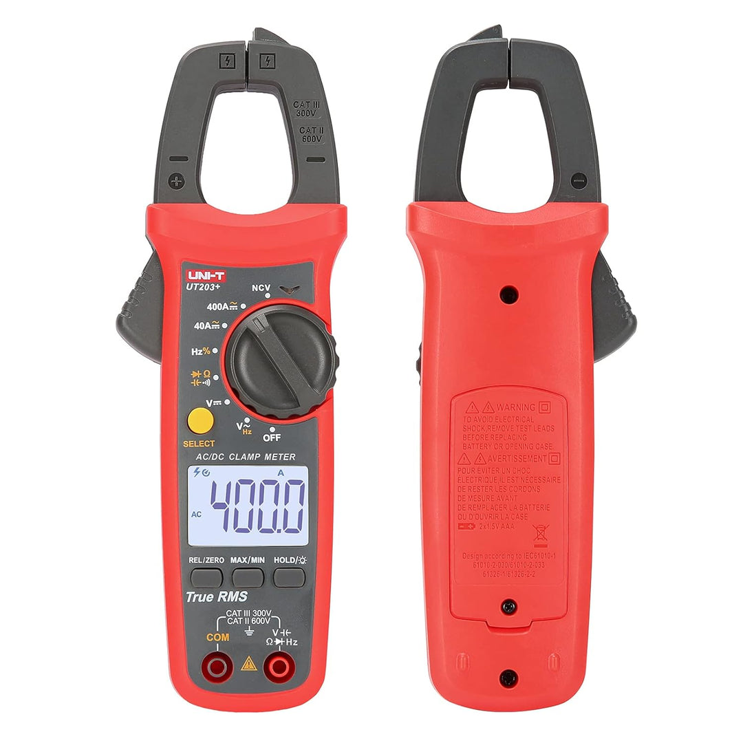 UNI-T UT203+ Digital Clamp Meter AC/DC Current Auto Range True RMS Max/Min Backlight Multimeter, UT2