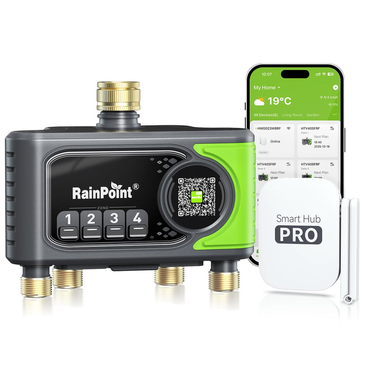 RAINPOINT Bewässerungscomputer Wlan 4 Ausgänge, APP-gesteuertes Automatisches Bewässerungssystem mit