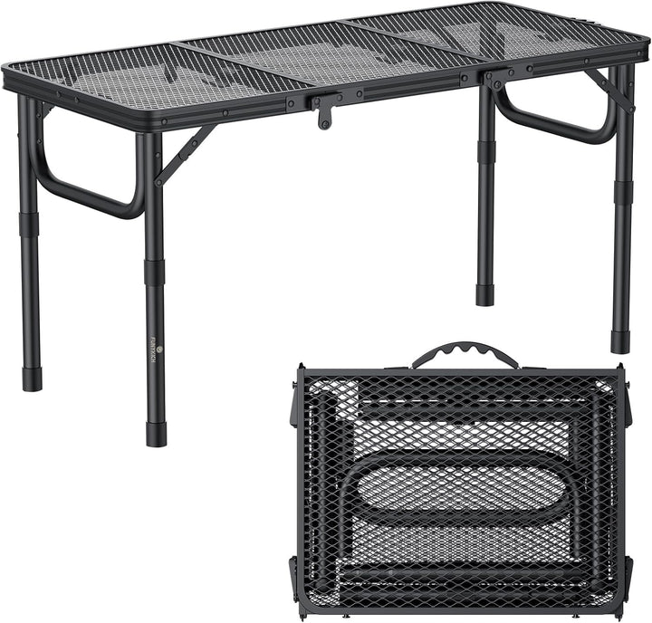 FUNYKICH Tragbarer Grilltisch 87 x 40cm,Campingtisch Outdoor Klappbar mit 3 Höhen Verstellbarer(26/4