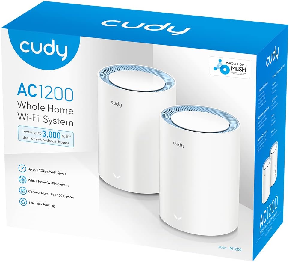 Cudy AC1200 Whole Home Mesh-WLAN-System, AC1200 Dualband-WLAN-Router, Range Extender, VPN, DNS über
