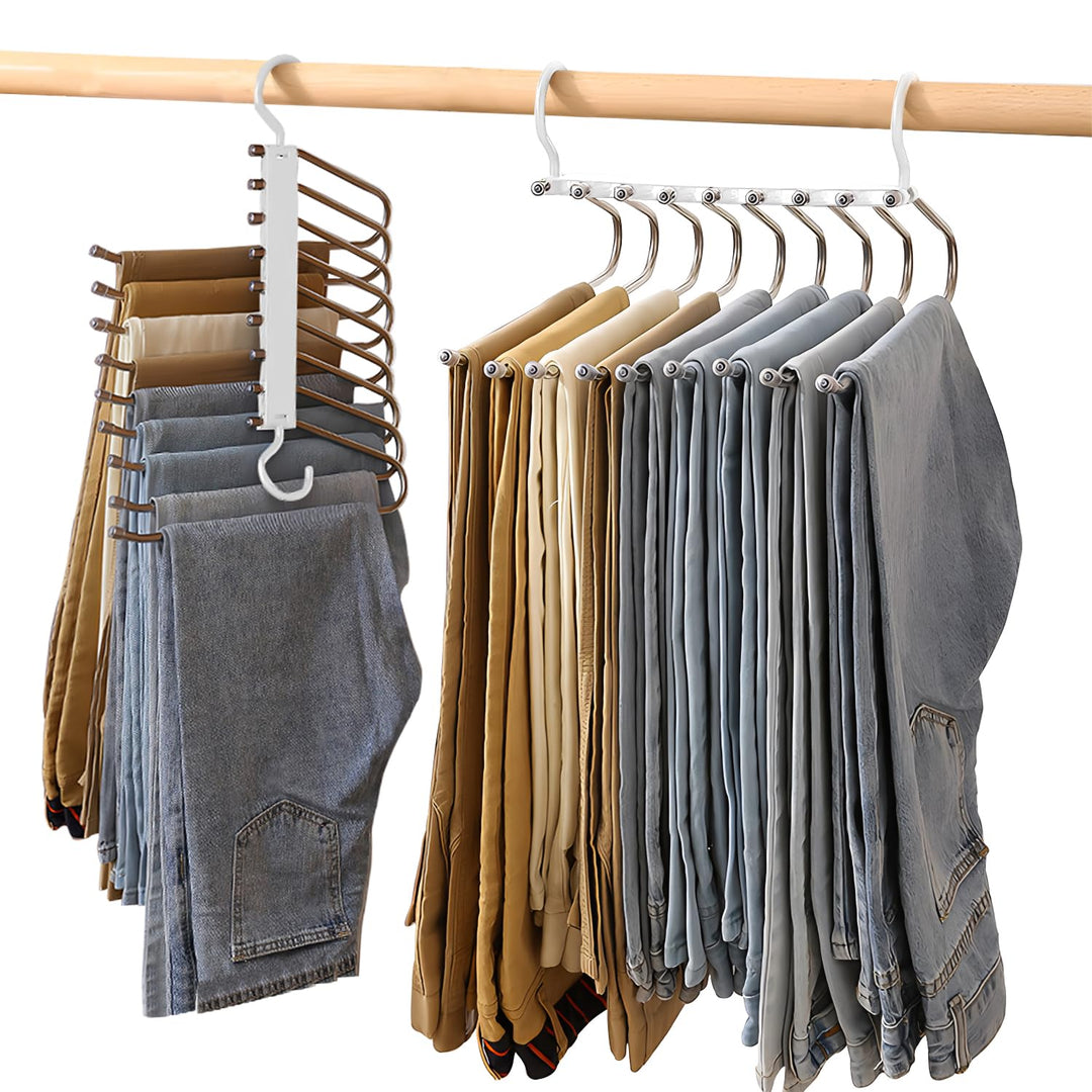 Ronronner 9 in 1 Hosenaufhängung, 2 Stück Hosenbügel Klemmbügel, Hosenkleiderbügel, Kleiderbügel Hos