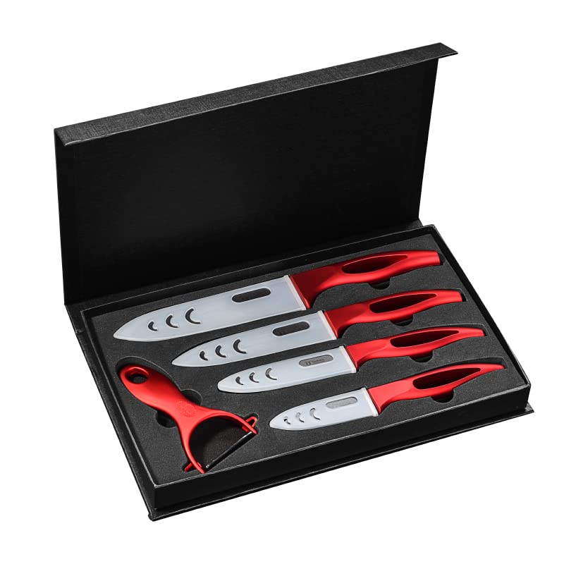 Welikekitchen Keramikmesser Messer Geschenkset 5. Teilig. Profi Qualität 10 Jahre Garantie, schwarz-