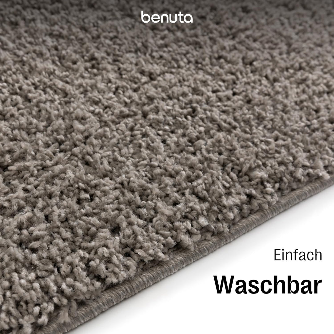 benuta Basic Hochflorteppich Soho - hellgrau 70x200 cm - Kuschelig Weicher Teppich im Minimalistisch