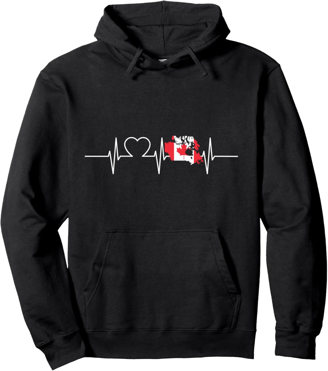 Kanada Karte mit Herzschlag Vintage Flagge Kanada Pullover Hoodie