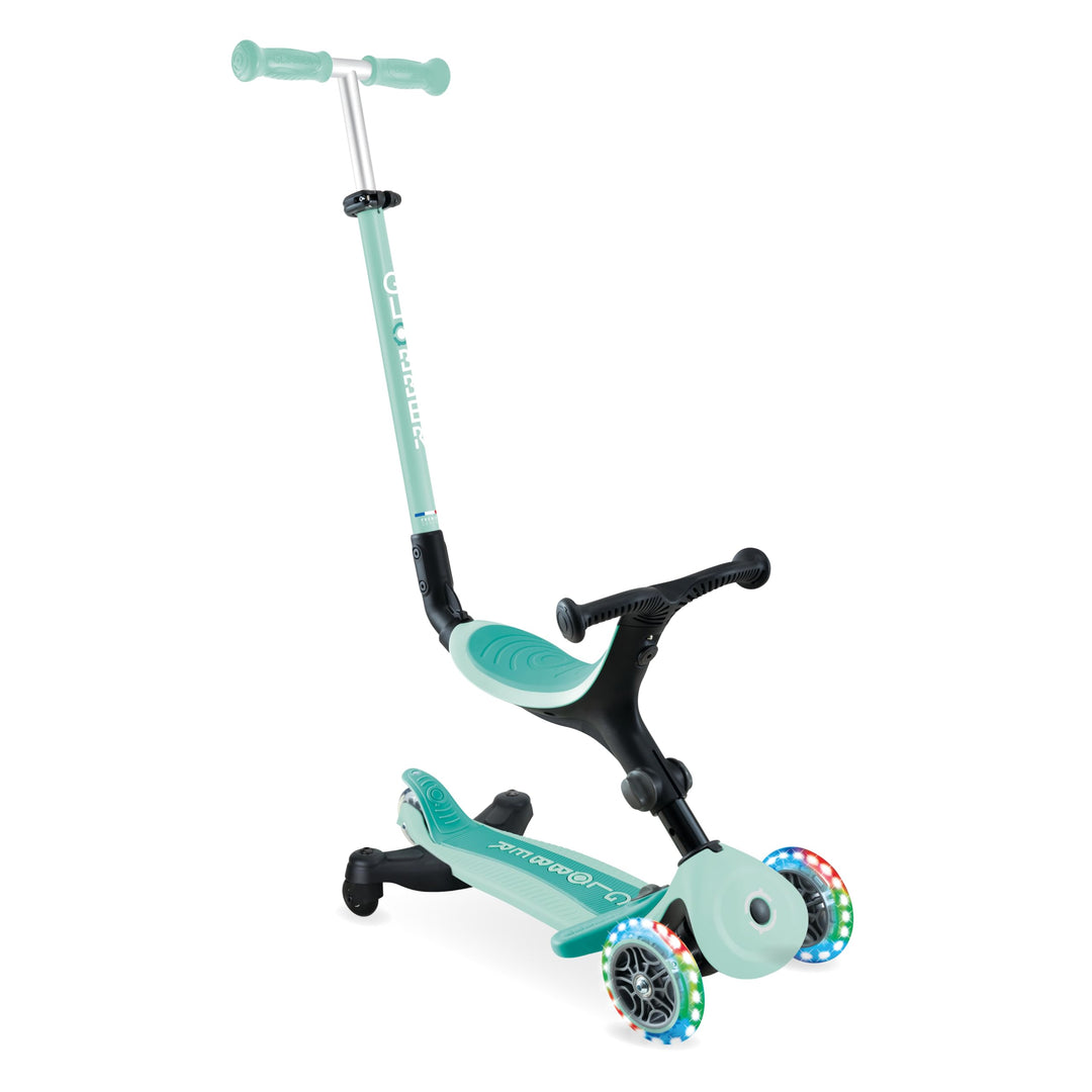 Globber Go Up Active Beleuchtung, 360 Grad, Evolutionärer Roller mit Sitz und Lichtern für Kleinkind