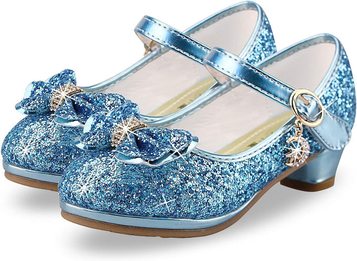 Prinzessin Schuhe Mädchen High Heels Sandalen Mädchen Pailletten Party Pumps Kinder 25 EU Blau, 25 E