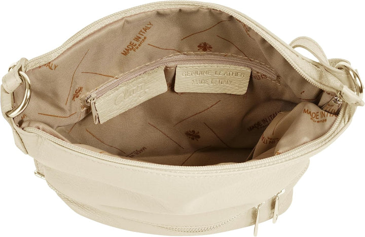 Cluty Umhängetasche echt Leder Damen - 020960 Beige, Beige