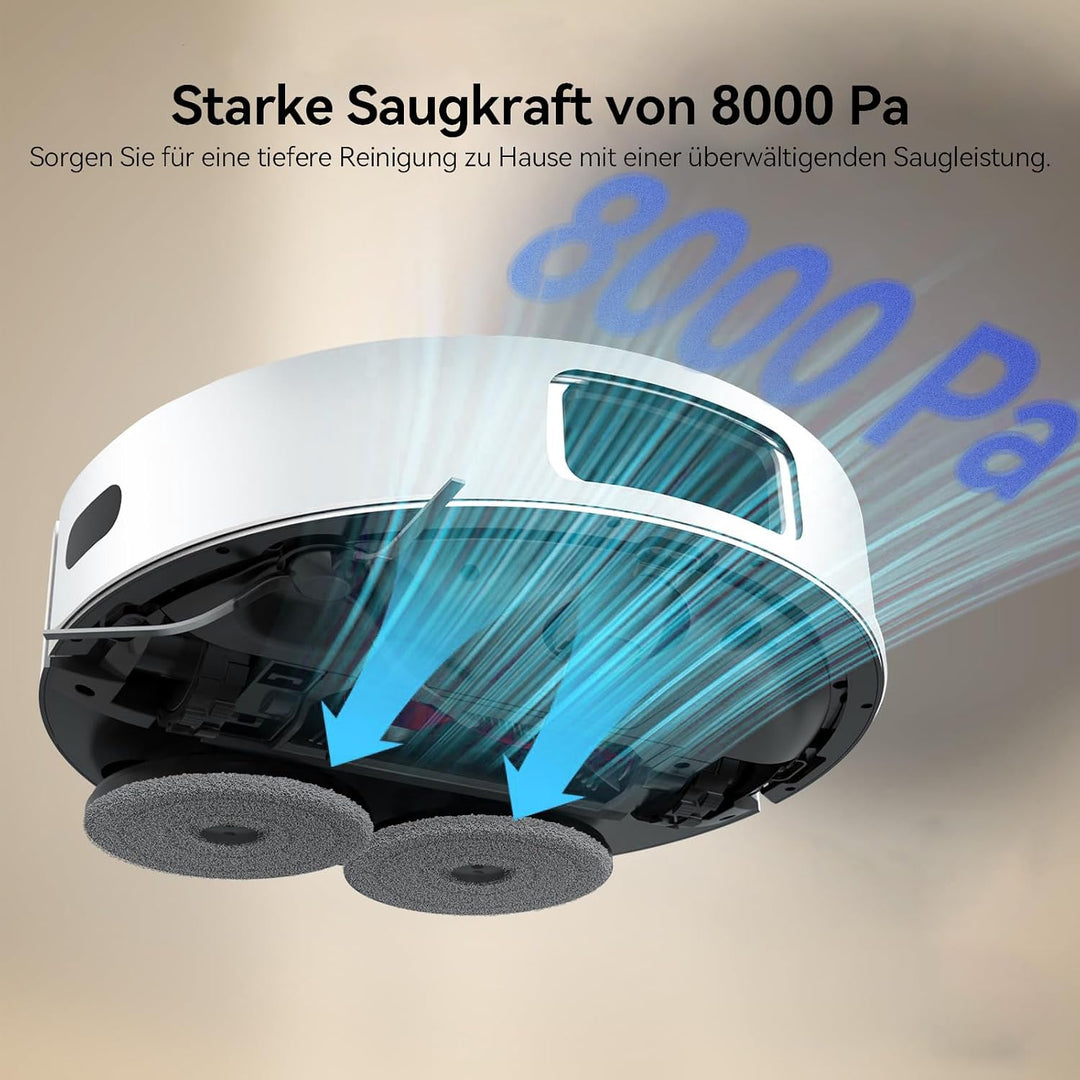 JONR T5 Pro Saugroboter mit Wischfunktion, 8000Pa Staubsauger Roboter mit ausziehbarem Wischmopp, au