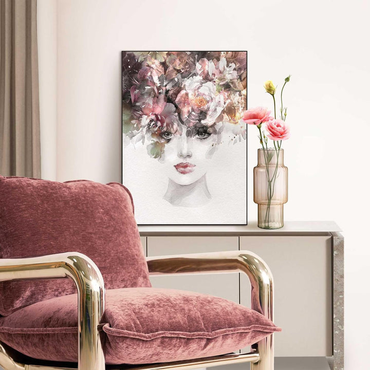 REINDERS Gerahmtes Bild, Aquarel Frau, Wohnzimmer, Bilder, Wanddeko, Room Decor, Holz, Mehrfarbig, 7