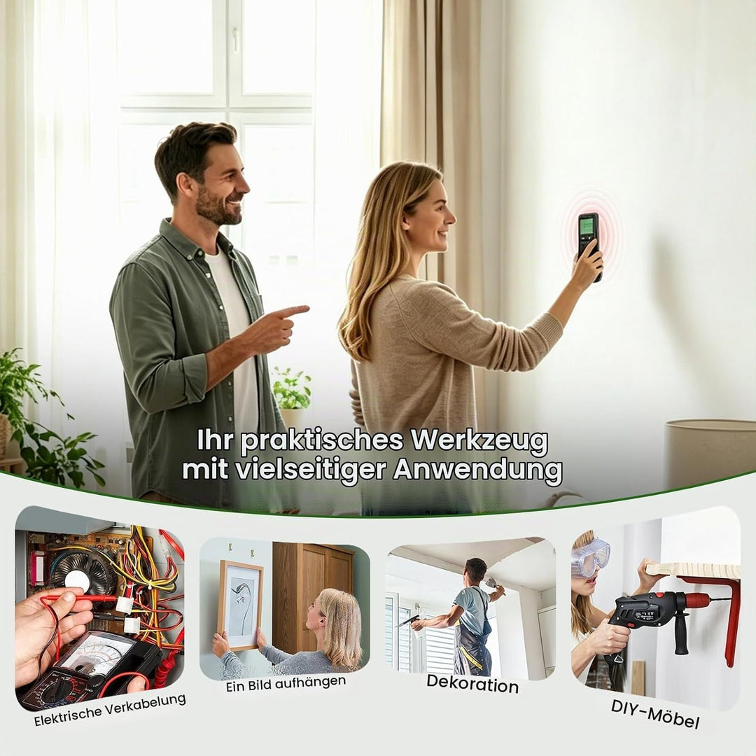 5 in1 Leitungssuchgerät Ortungsgerät Wand, Leitungssucher Stromleitungen mit HD-LCD-Display und Audi