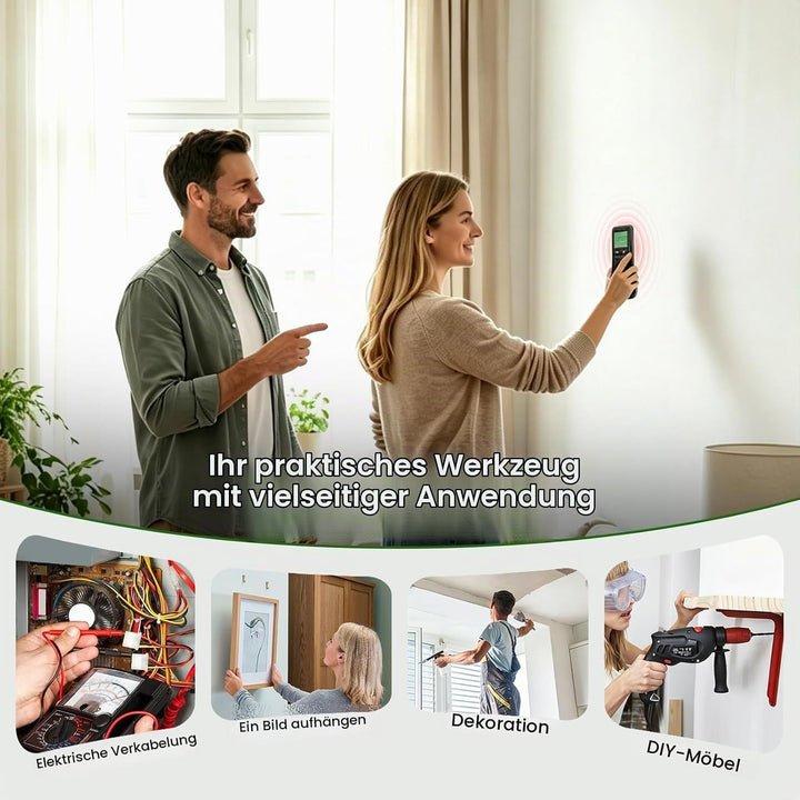 5 in1 Leitungssuchgerät Ortungsgerät Wand, Leitungssucher Stromleitungen mit HD-LCD-Display und Audi