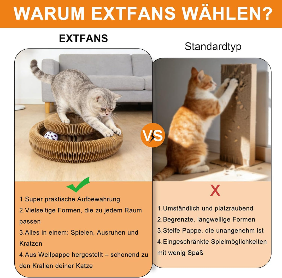 Kratzbrett Katze, 2-in-1 Cat Kratzbrett mit Glöckchen, Magische Orgel Cat Scratching Board, Zusammen