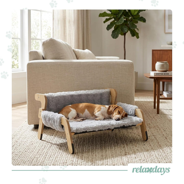 Relaxdays Katzenbett flauschig, erhöhter Katzenhängesessel, grau/Natur, grau