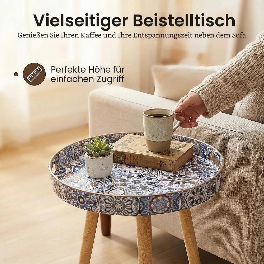 Simmer Stone Kunststoff-Tablett mit abnehmbaren drei Holzbeinen, 45 cm (17,7 Zoll), vielseitiger Bei
