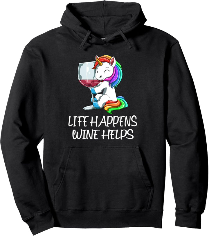 Sarkastisches Wein Einhorn Trinken Humor Pullover Hoodie