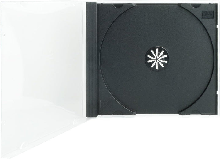 CD Hüllen für 1 CD/DVD, transparent, Tray schwarz (10mm) 50 Stück im Karton 50 Stück einfach, 50 Stü