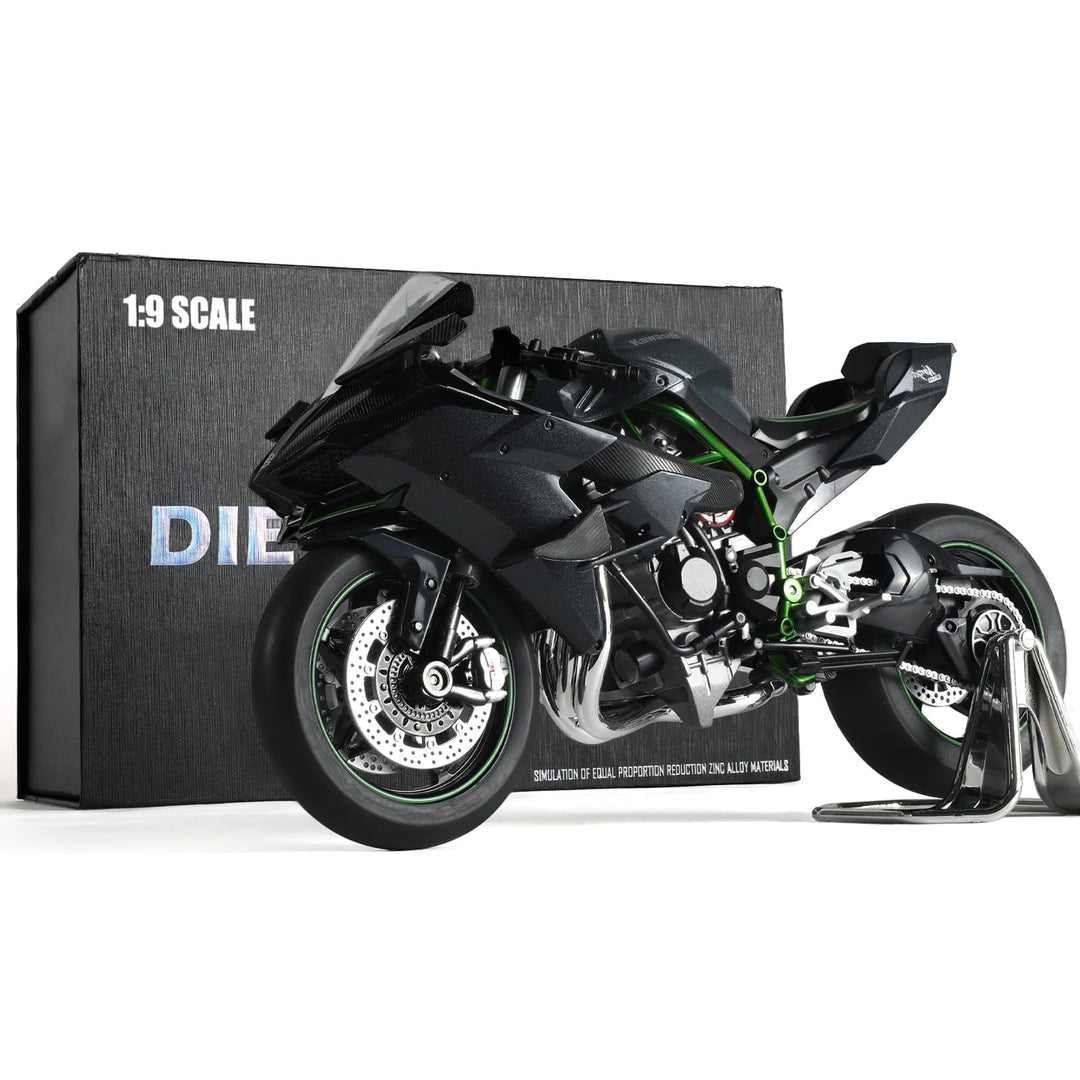 Risopen 1:9 KAWASAK Ninja H2R Motorradmodell, Metalllegierung, Druckguss, schwarzes Sport- und Rennm