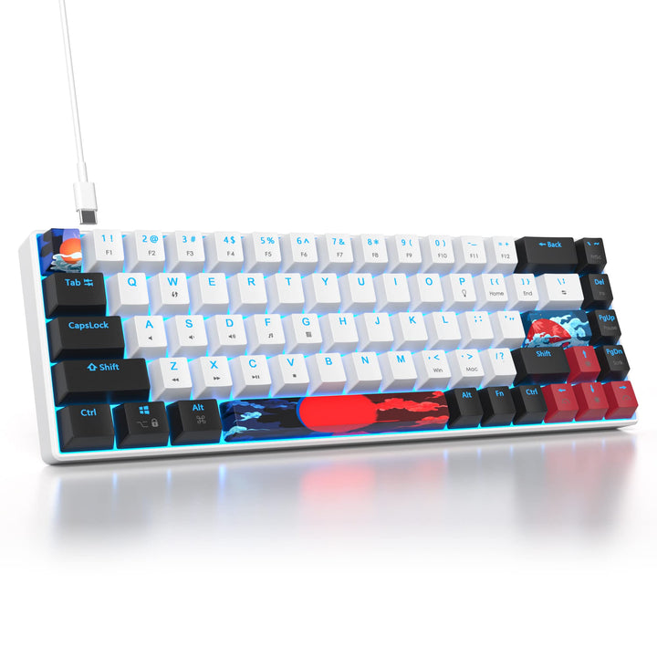 Ussixchare 60 % Gaming-Tastatur, 68 Tasten, mechanische Tastatur, LED-Hintergrundbeleuchtung, kompak